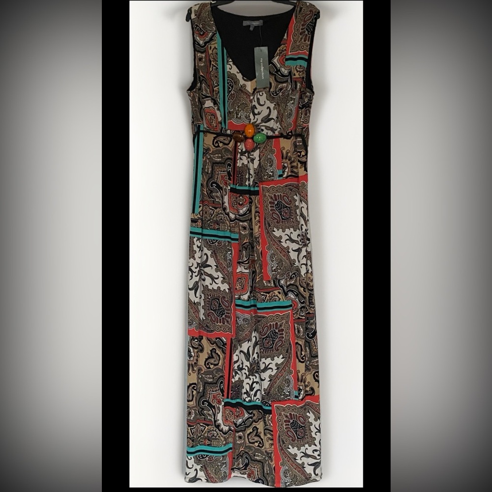 Sleeveless Paisley Patchwork Maxi Dress in Multicolor